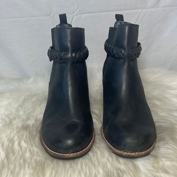 Sperry Black Leather Liberty Chelsea Braid Trim Booties Sz 8.5 - Picture 3 of 8